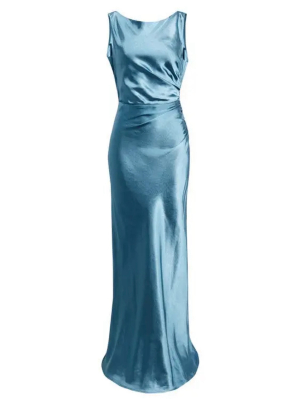 Women's Lucy Paris Satin Maxi Dress Blue Size S - Picture 5 of 16
